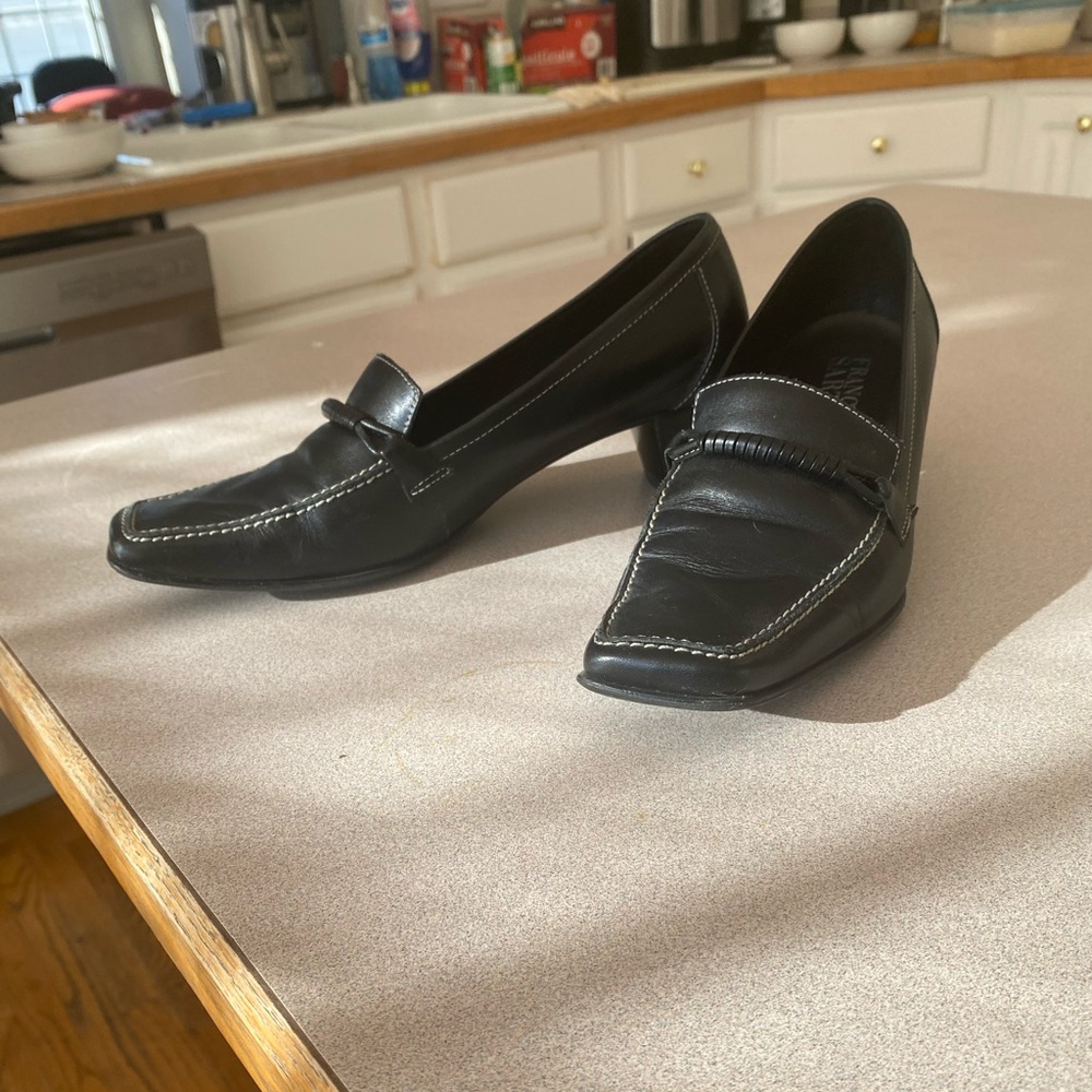 Black Franco Sarto leather loafers with heels